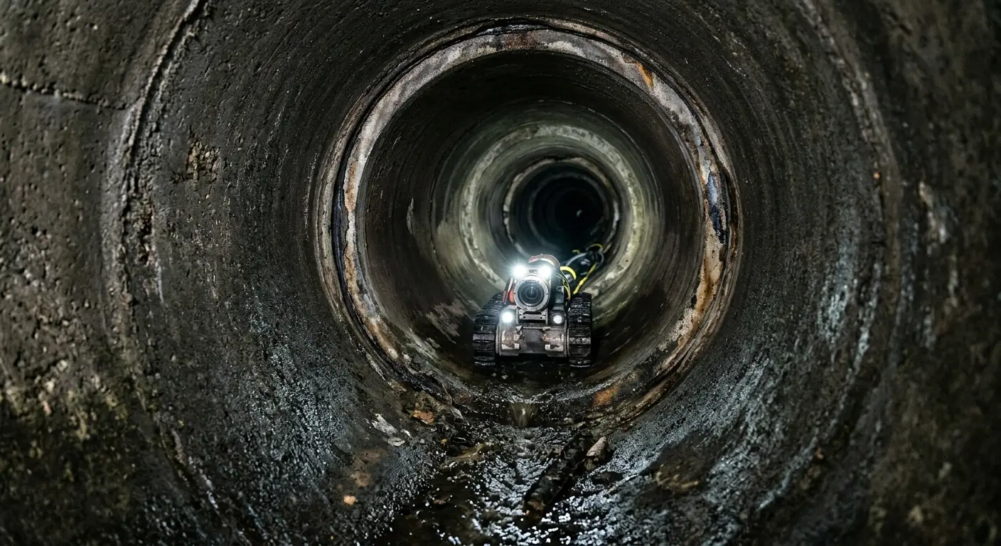 Robotic sewer camera inspecting pipe interior for Drain Snake Service in Fair Haven